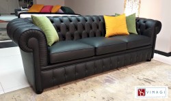 Divano Chesterfield 3 posti in pelle Nera