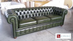 Divano Chesterfield 3 posti in pelle Tamponata Verde