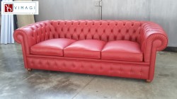 Divano Chesterfield 3 posti in pelle Rossa