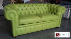 Divano Chesterfield 2 posti in pelle Verde