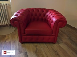 Poltrona Chesterfield in pelle Rossa