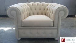 Poltrona Chesterfield in pelle Bianca